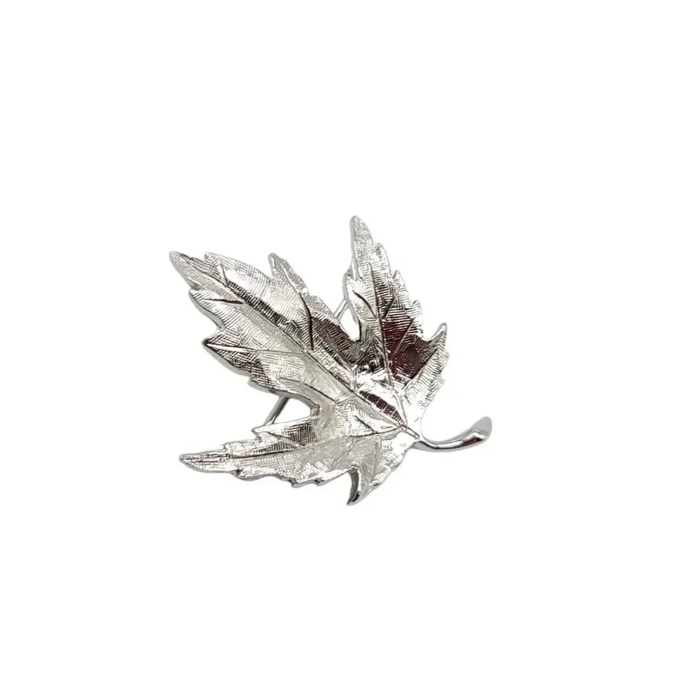 Avon of Belleville Signed Marcel Boucher Canadian Leaf Silver Tone Pin Brooch